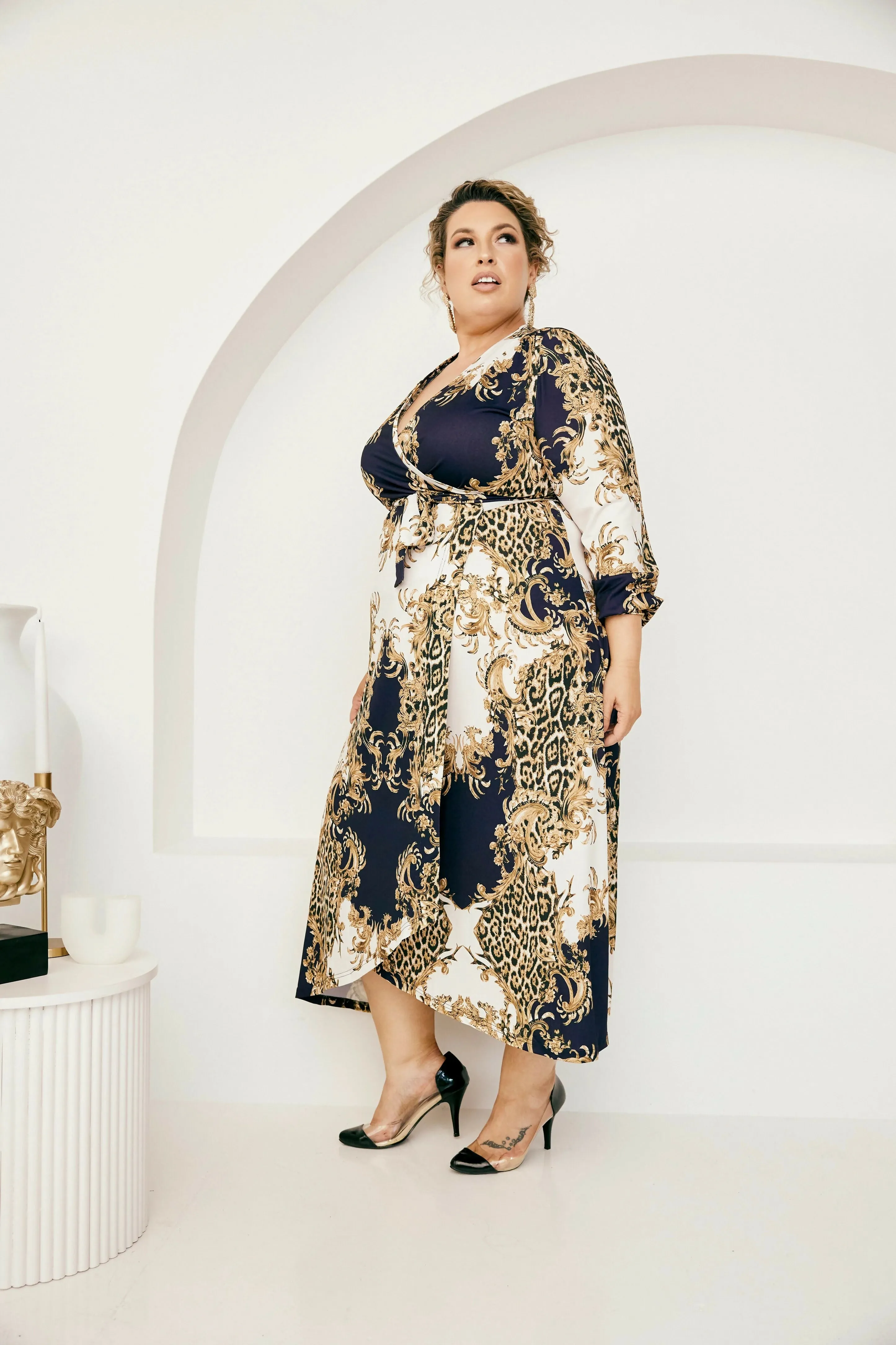 Mónica The Label Baroque Print Wrap Dress Size 20