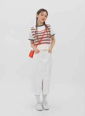 Pattern Cropped Knit Vest C1002
