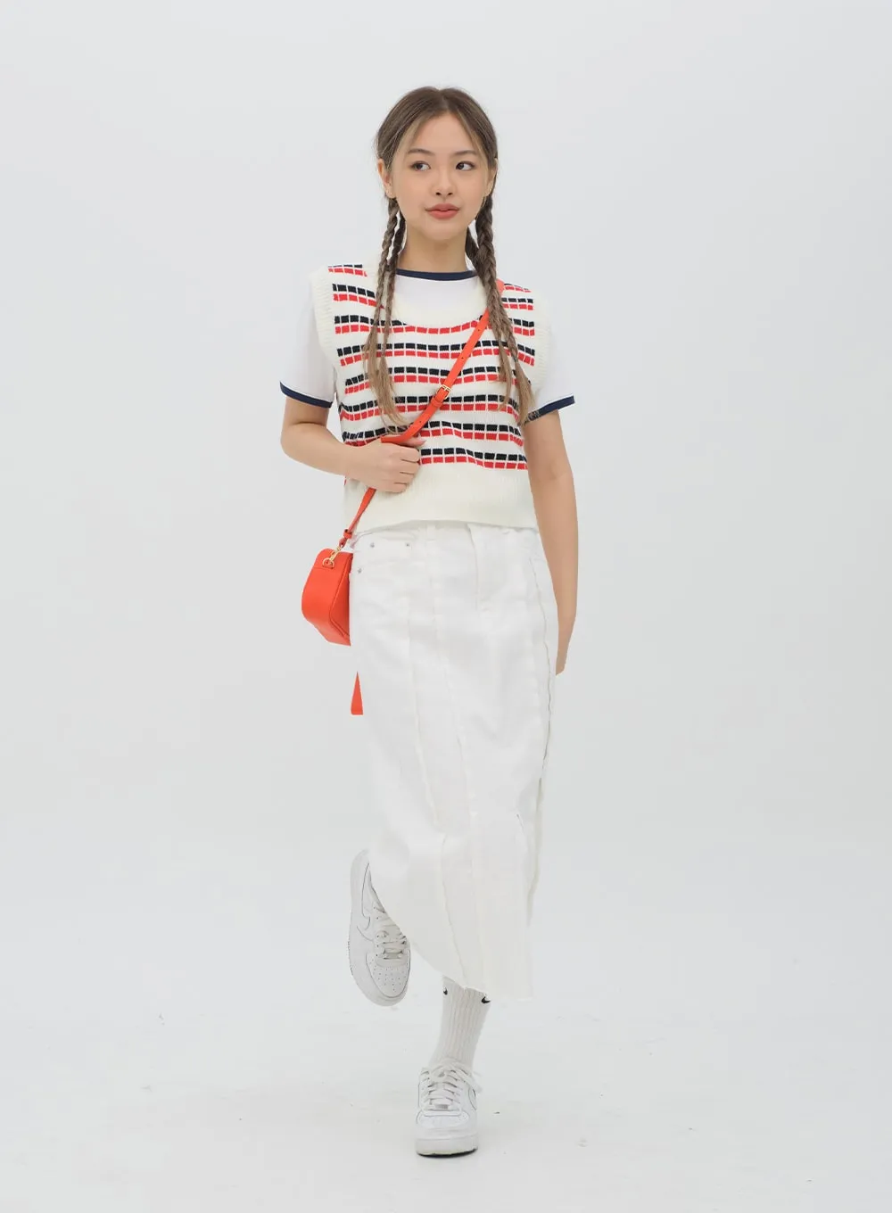 Pattern Cropped Knit Vest C1002