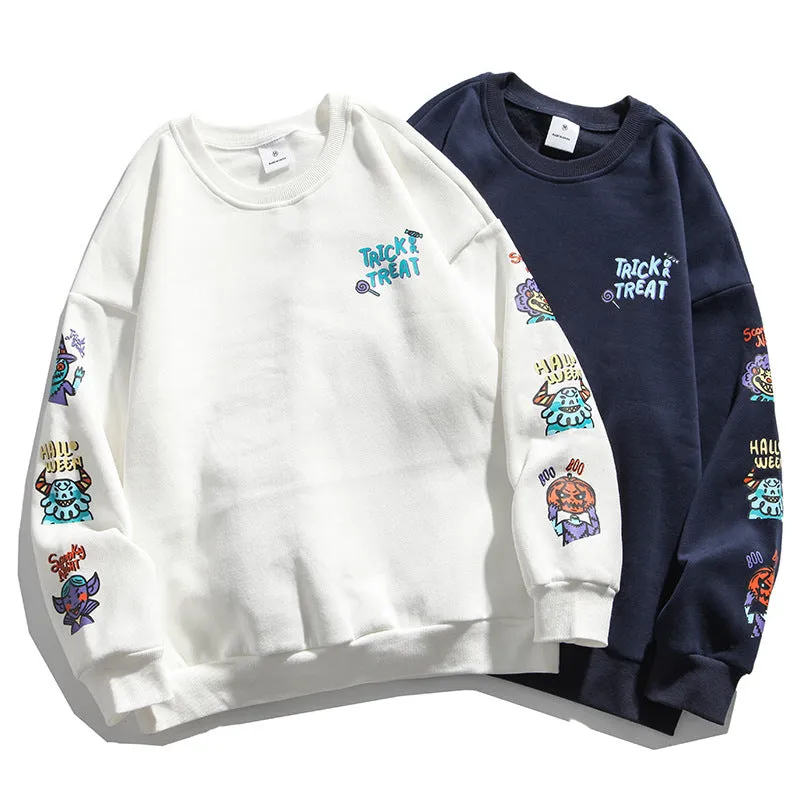 Preppy Aesthetic Sweatshirt Cartoon Vintage Print Men's Coat Autumn