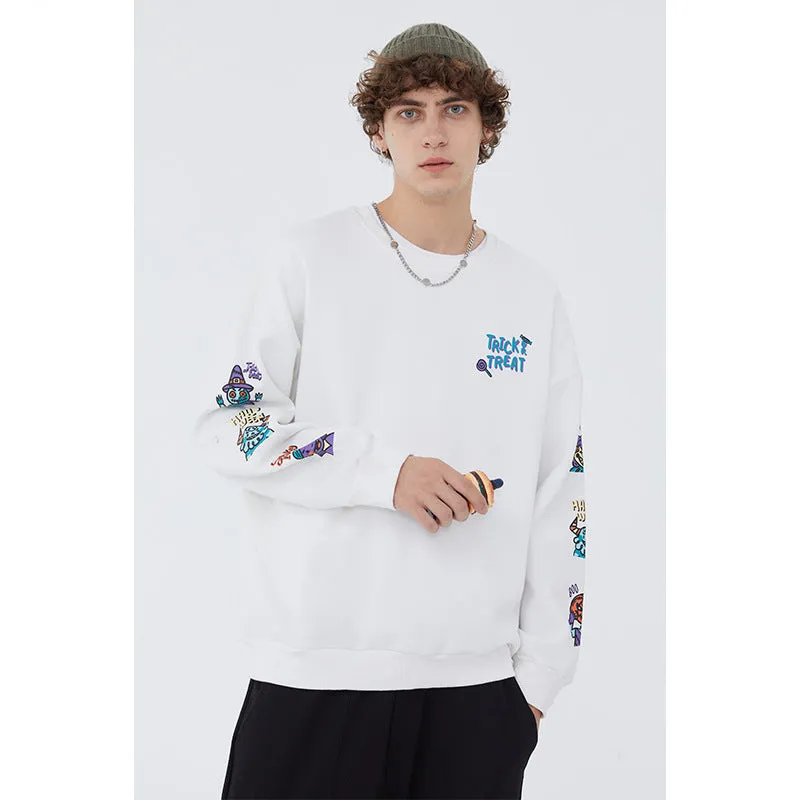 Preppy Aesthetic Sweatshirt Cartoon Vintage Print Men's Coat Autumn