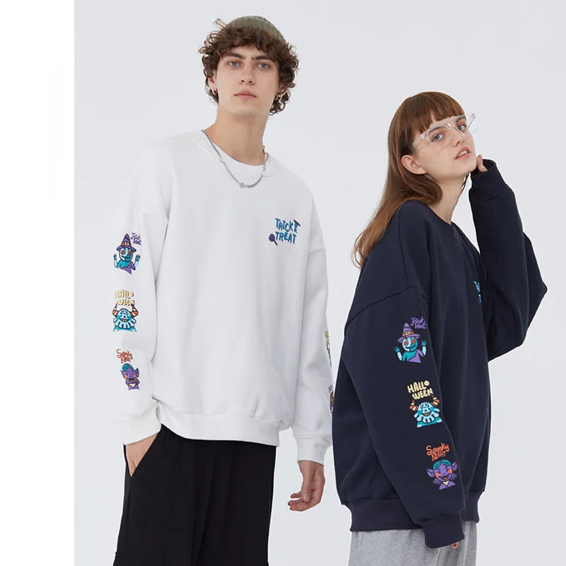 Preppy Aesthetic Sweatshirt Cartoon Vintage Print Men's Coat Autumn