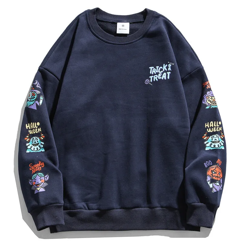 Preppy Aesthetic Sweatshirt Cartoon Vintage Print Men's Coat Autumn