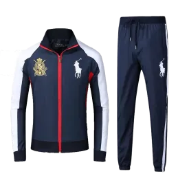 Prl Jockey Club Breathable Zip Down Polythene Tracksuit- Navy Blue