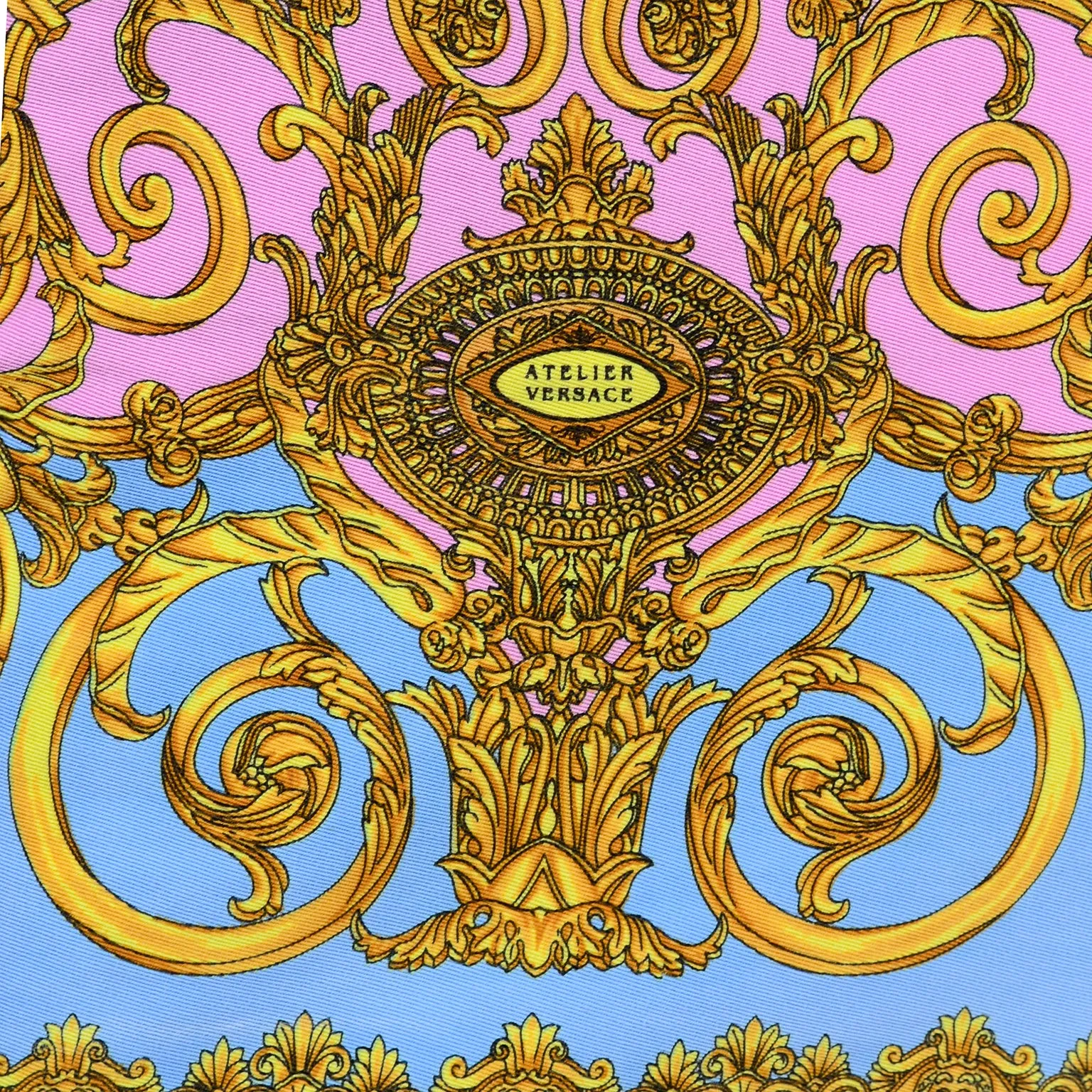 S/S 1992 Gianni Versace Vintage Dress in Pastel Baroque Medusa Print
