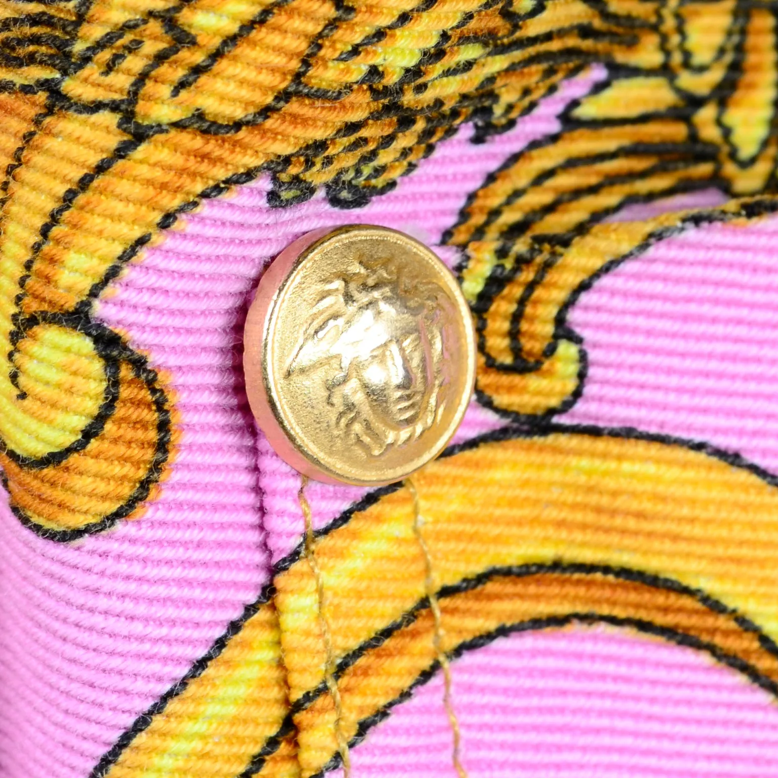 S/S 1992 Gianni Versace Vintage Dress in Pastel Baroque Medusa Print