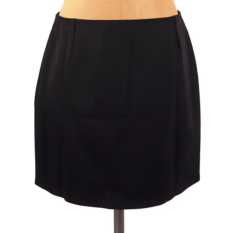 sz 42 NEW $795 VERSACE Black Wool MEDUSA SAFETY PIN LOGO Double Zip Mini SKIRT