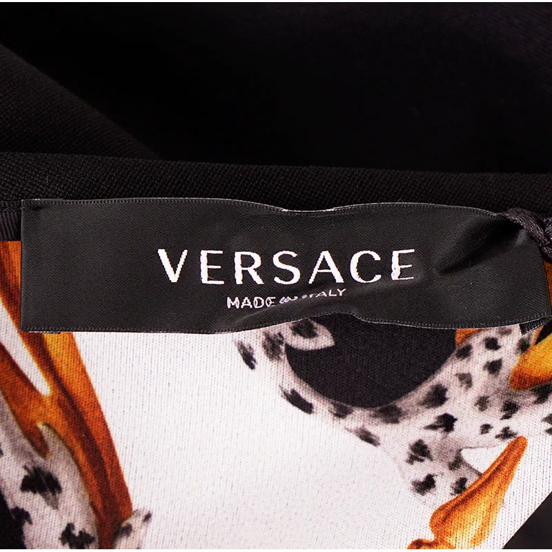 sz 42 NEW $795 VERSACE Black Wool MEDUSA SAFETY PIN LOGO Double Zip Mini SKIRT