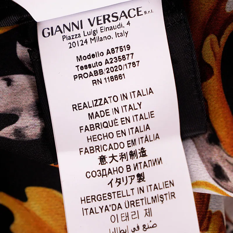 sz 42 NEW $795 VERSACE Black Wool MEDUSA SAFETY PIN LOGO Double Zip Mini SKIRT