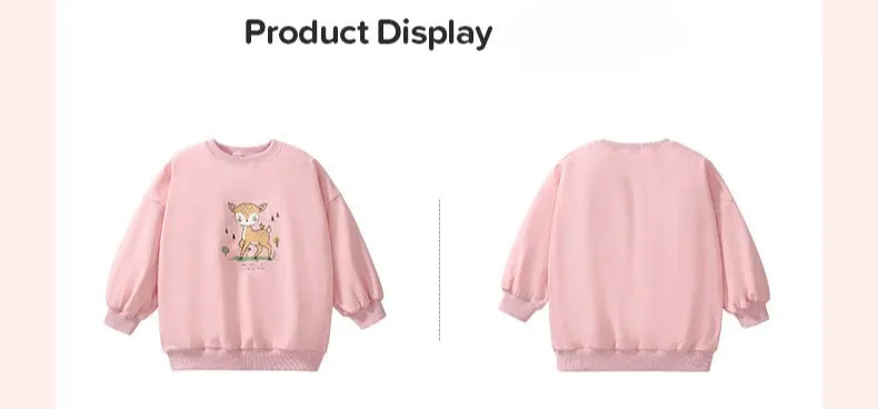 Toddler/Kid Girl's Cartoon Deer Print Design Pink Sweatshirt