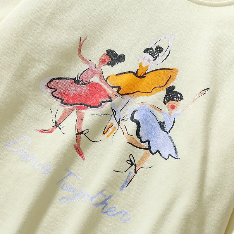 Toddler/Kid Girl's Dancing Girls Print Design Sweatshirt