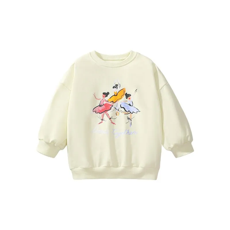 Toddler/Kid Girl's Dancing Girls Print Design Sweatshirt