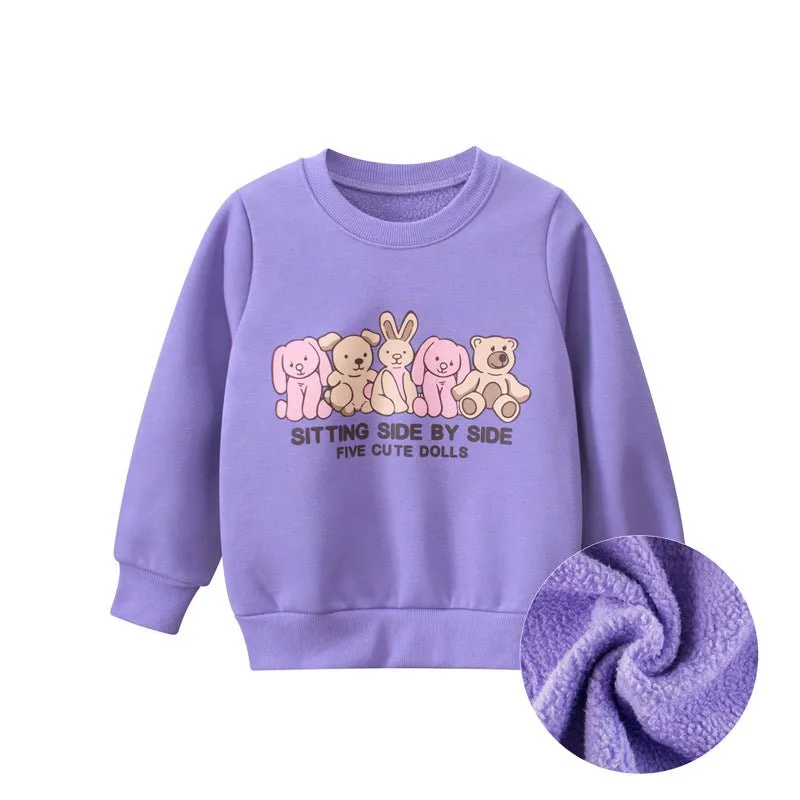 Toddler/Kid Girl's Purple Dolls Print Design Sweatshirt