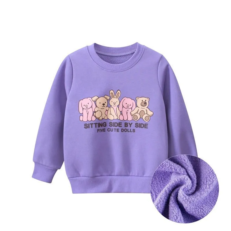 Toddler/Kid Girl's Purple Dolls Print Design Sweatshirt