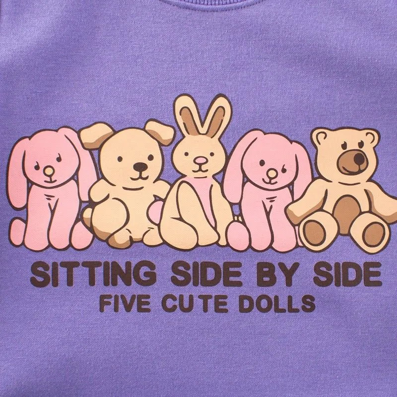 Toddler/Kid Girl's Purple Dolls Print Design Sweatshirt