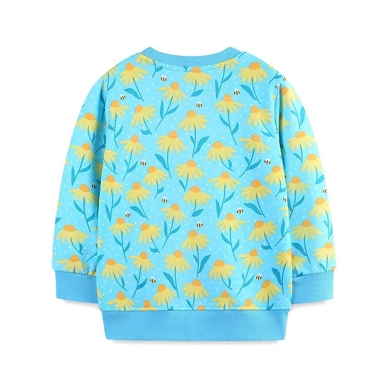 Toddler/Kid Girl's Sunflowers with Bees Print Design Sweatshirt