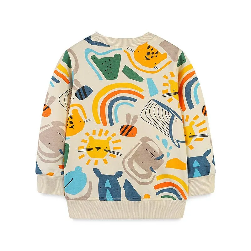 Toddler/Kid's All-over Cartoon Print Design Cotton Sweatshirt