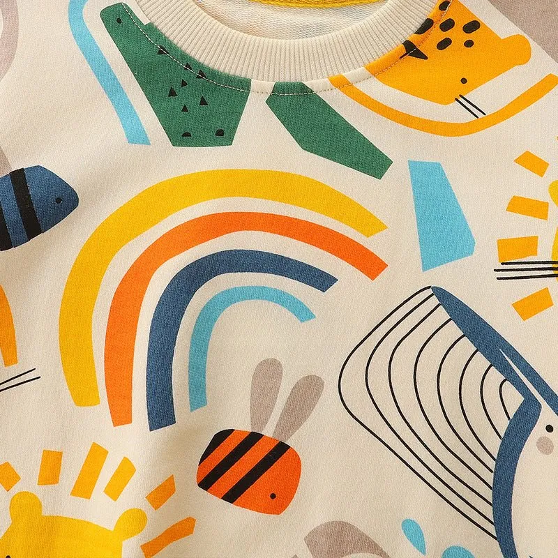 Toddler/Kid's All-over Cartoon Print Design Cotton Sweatshirt