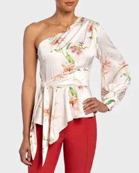 VEGA One Shoulder Faux Wrap Blouse