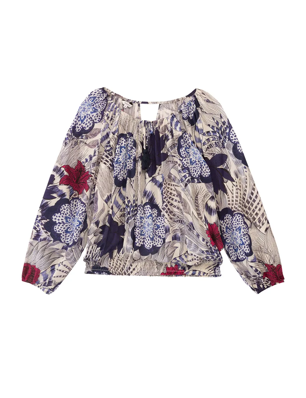 Verona Blue Ibiza Floral Print Off Shoulder Gypsy Blouse Desigual Style 20SWBW37