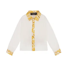 VERSACE BABY BAROQUE PRINT DRESS. SHIRT WHITE/GOLD