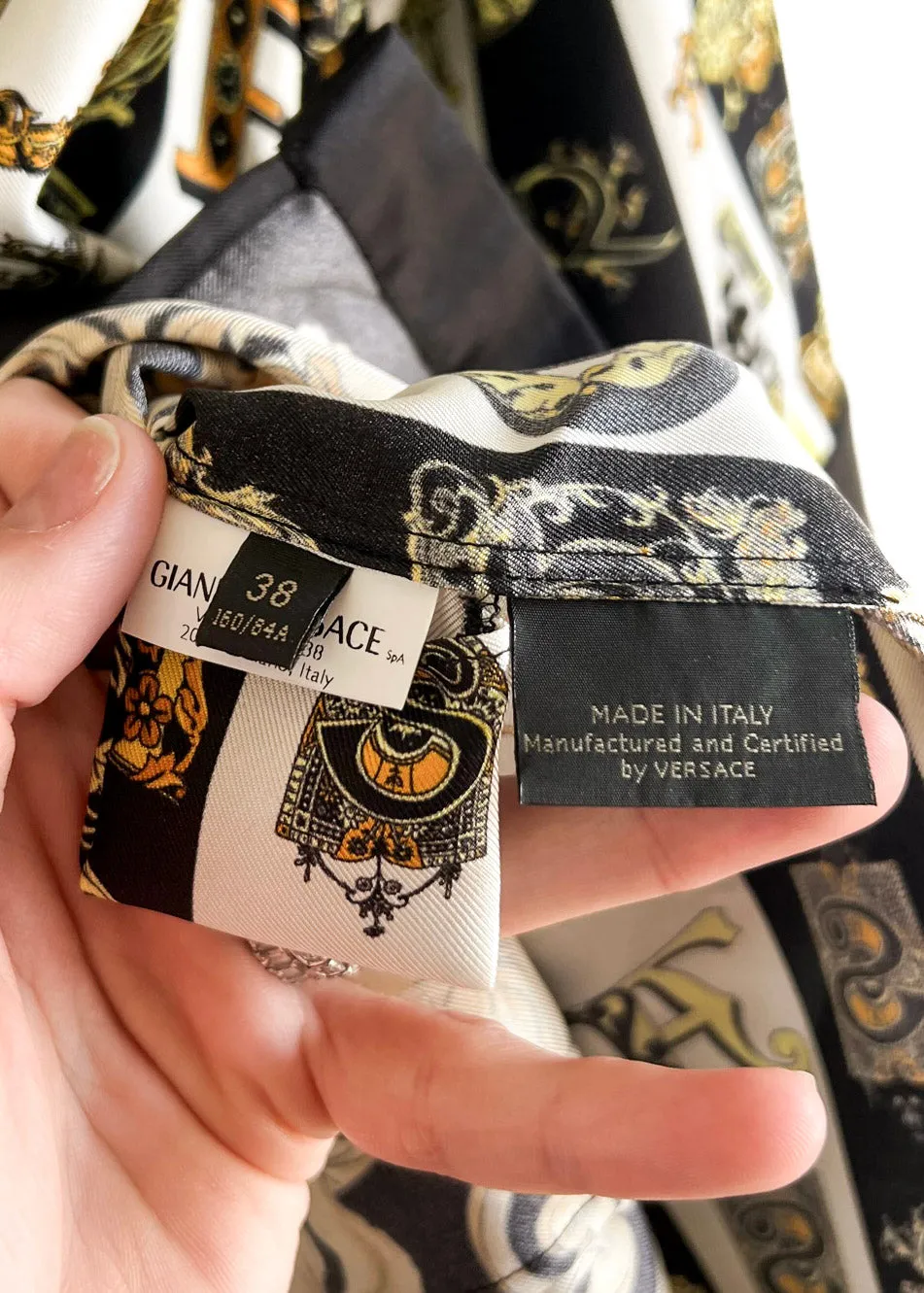 Versace Baroque Print Belted Silk Shirt Dress