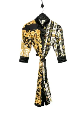 Versace Baroque Print Belted Silk Shirt Dress