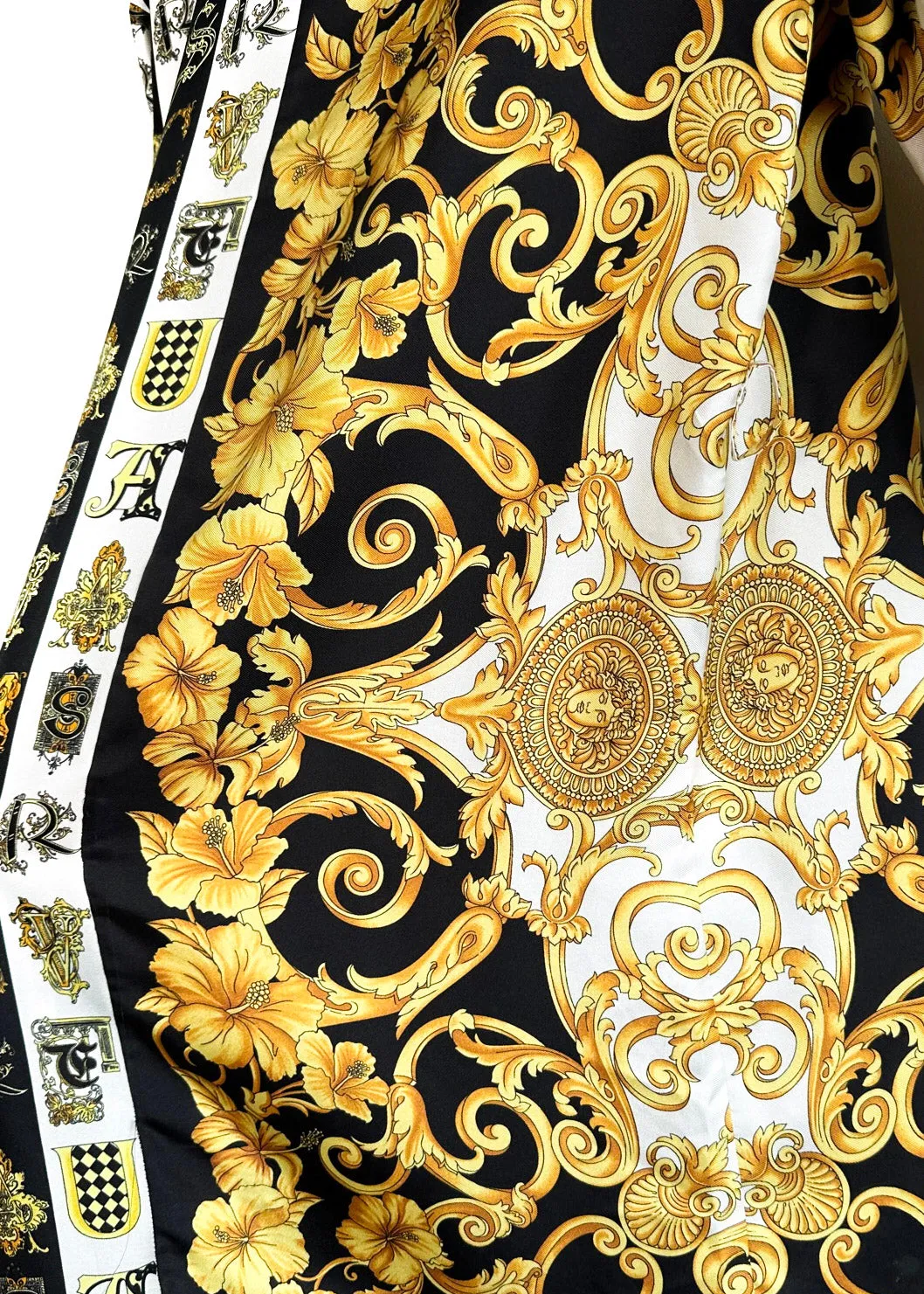 Versace Baroque Print Belted Silk Shirt Dress