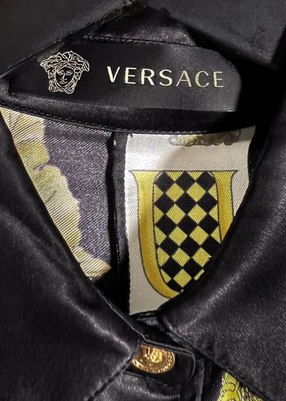 Versace Baroque Print Belted Silk Shirt Dress