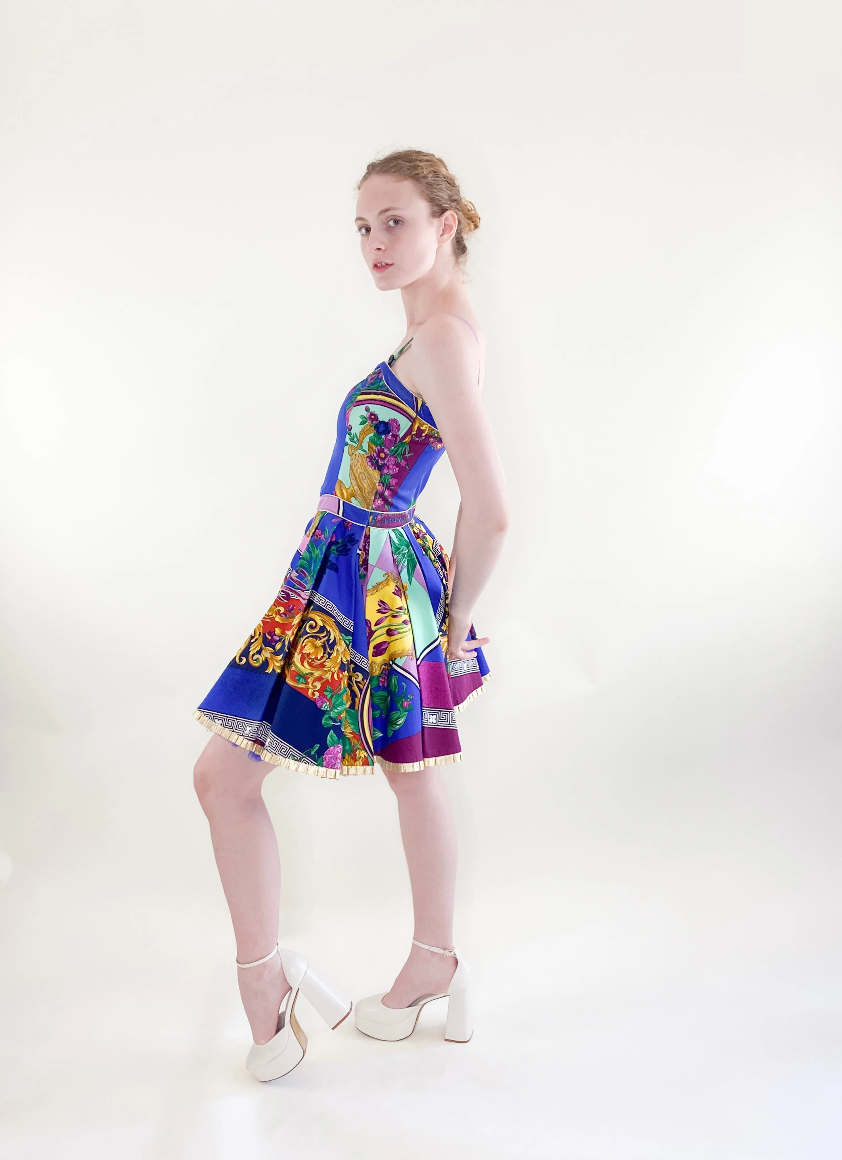 Vintage 1992 Spring Ready to Wear Versace Jeans Couture Cotton Baroque Dress