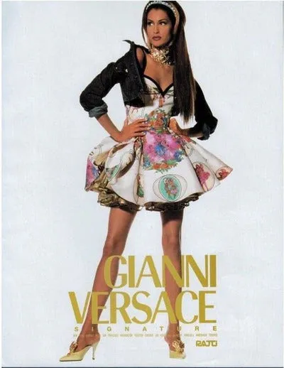 Vintage 1992 Spring Ready to Wear Versace Jeans Couture Cotton Baroque Dress