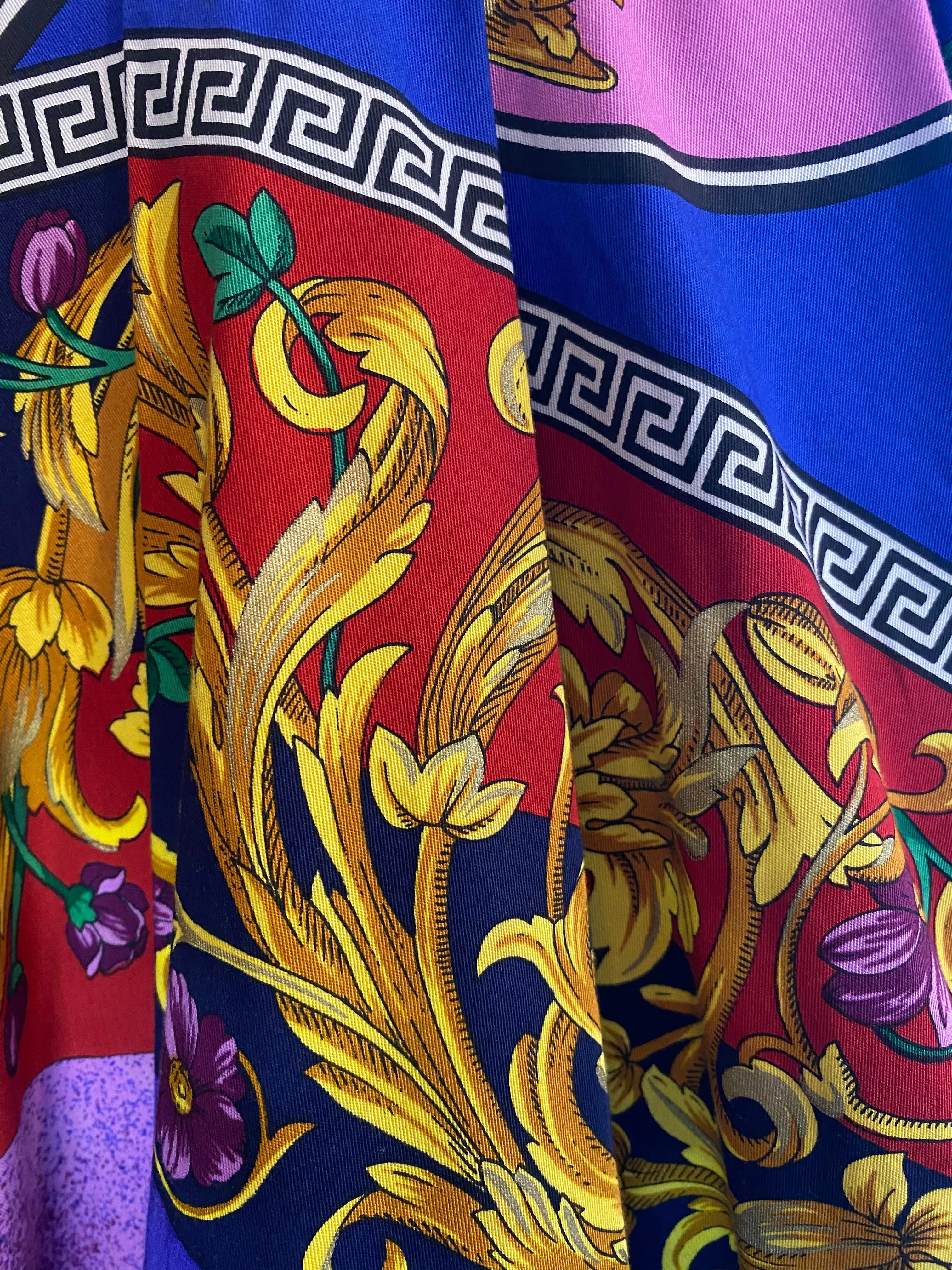 Vintage 1992 Spring Ready to Wear Versace Jeans Couture Cotton Baroque Dress