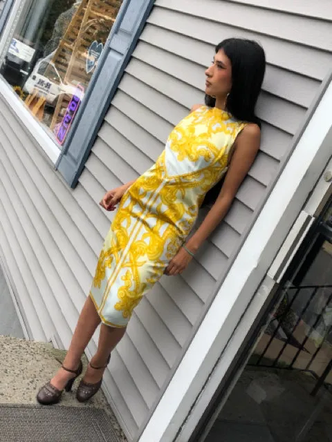 Vintage Versace Baroque Print Dress sz 38
