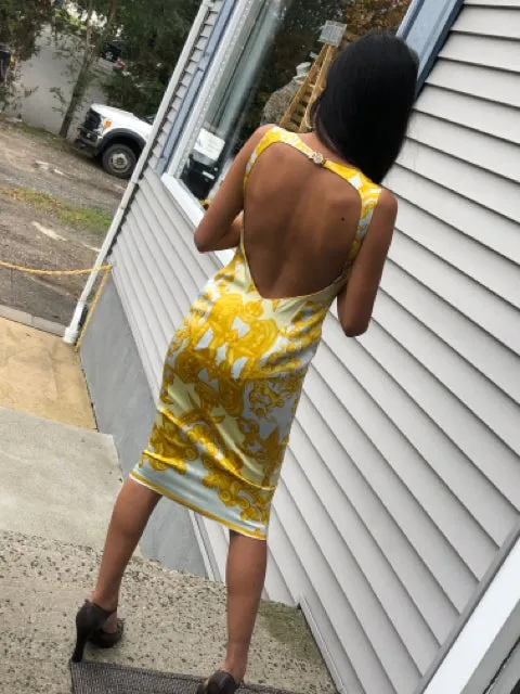 Vintage Versace Baroque Print Dress sz 38