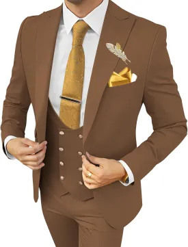 Wangyue Men's Suits 3 Piece Slim Fit Suits for Men Double Breasted Suit Men Business Wedding Prom Tuxedo Suit