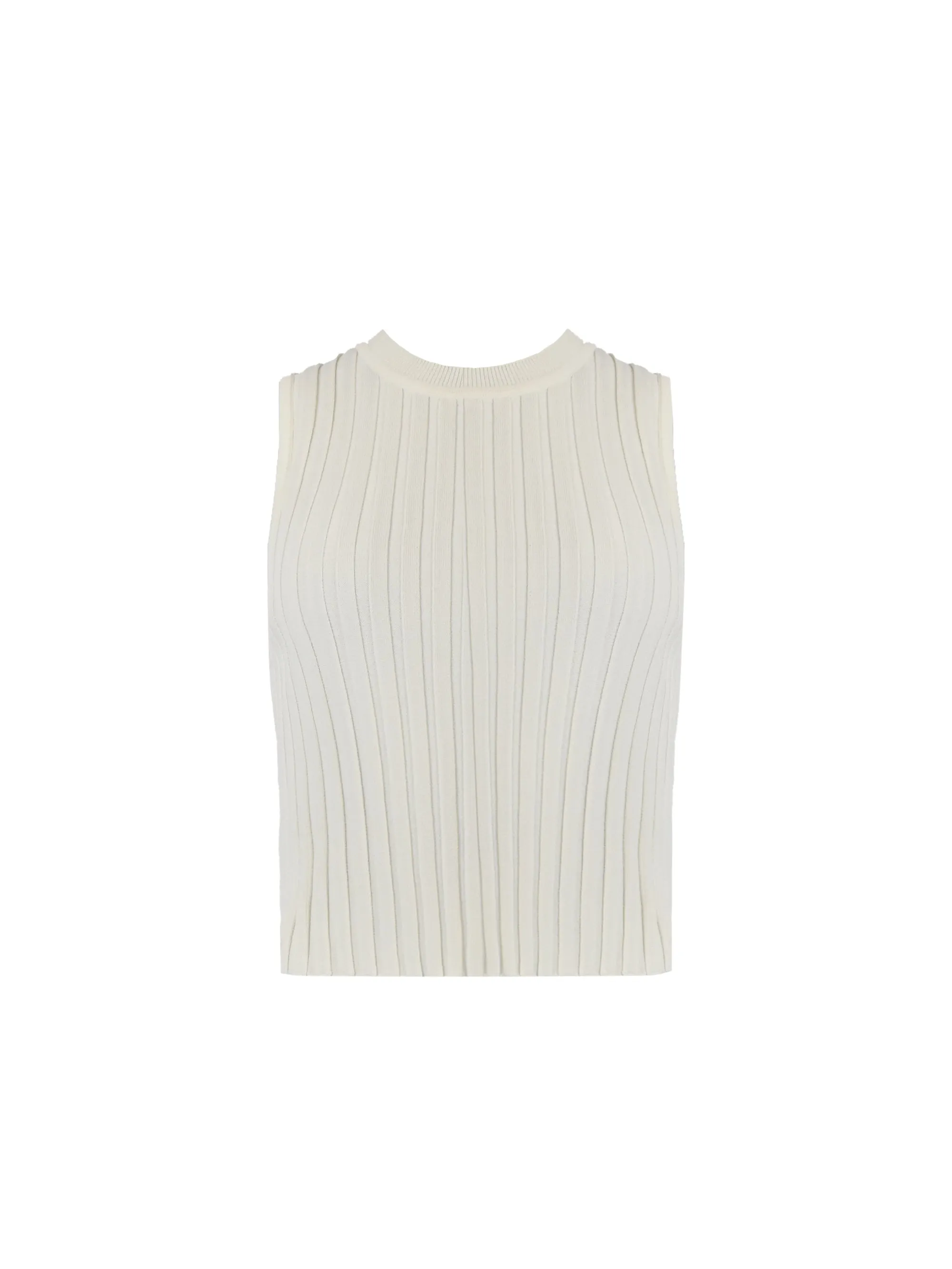 White Wide Rib Knit Tank Top