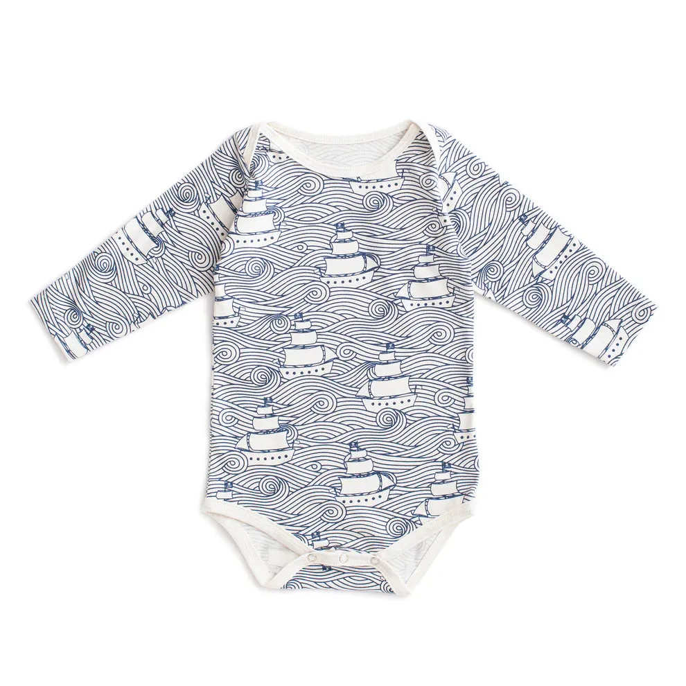 Winter Water Factory | Long-Sleeve Snapsuit in Navy Highseas
