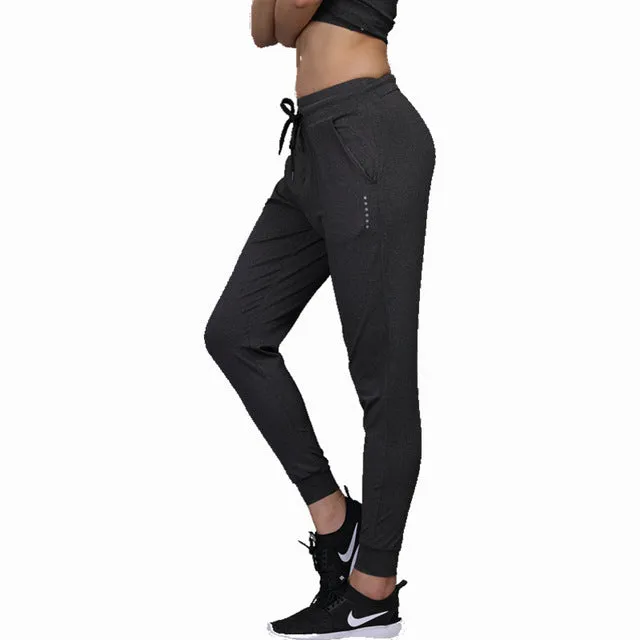 Women Yoga Pants High Elastic Fitness Sport Leggings Tights Slim Running Sports Pants Quick Drying Training Trousers with pocket